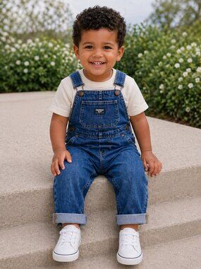 NWT OshKosh B'Gosh Toddler Denim Overalls Dark Wash Baby Boy Jean Overalls 2T